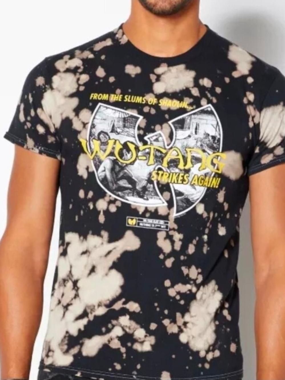 Wu-Tang Bleach-Effect Graphic Tee in Black
